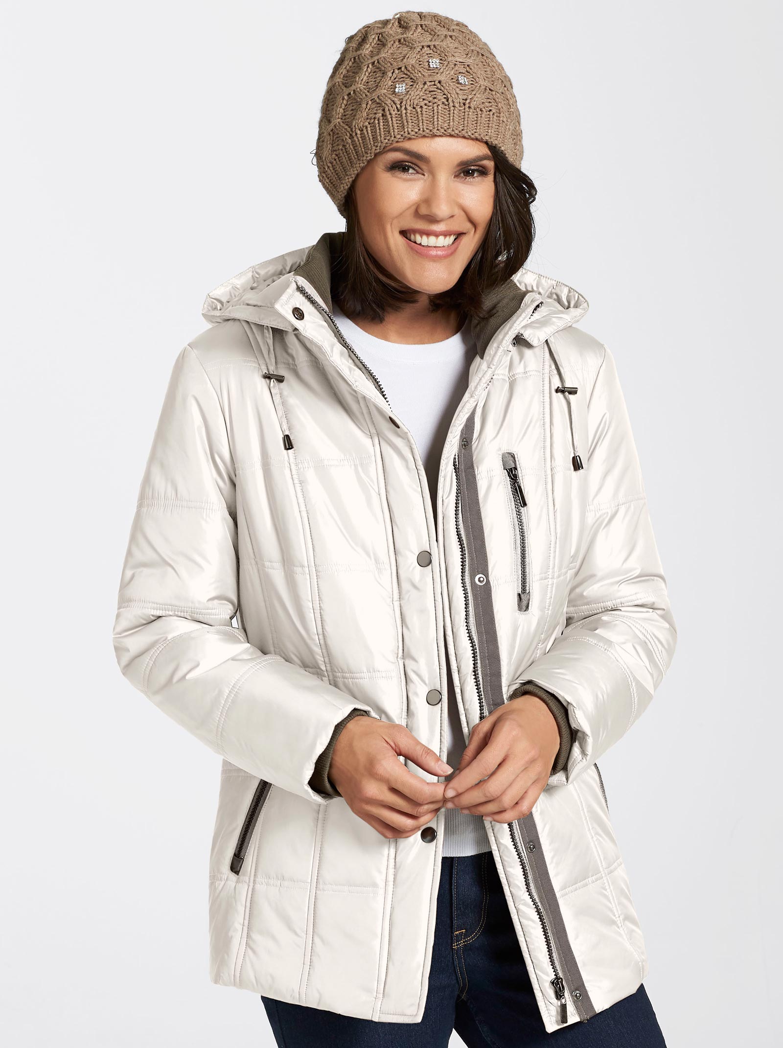 schwarz Heine Damen Webpelz-Kurzjacke